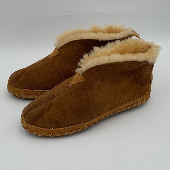 L.L. Bean suede leather wool lined moccasin style slippers Mens size 7 Woman 9 main image 6